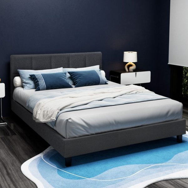 Clare Tino Bed Frame Fabric – DOUBLE, Charcoal