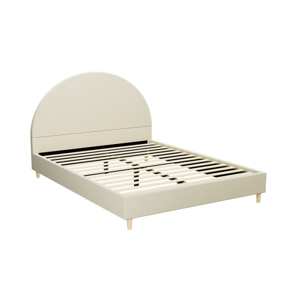 Bed Frame Double Size Velvet Cream ELLA