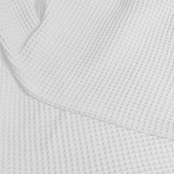 Throw Blanket Cotton Waffle Blankets Soft Warm Large Sofa Bed Rugs – SINGLE, White