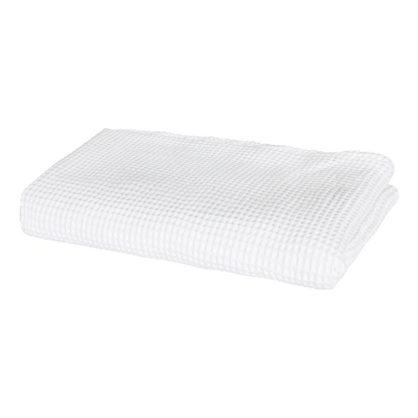 Throw Blanket Cotton Waffle Blankets Soft Warm Large Sofa Bed Rugs – SINGLE, White