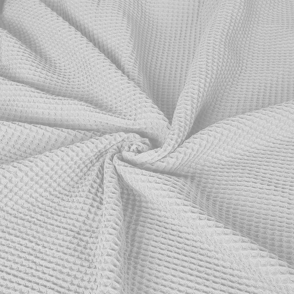 Throw Blanket Cotton Waffle Blankets Soft Warm Large Sofa Bed Rugs – SINGLE, White