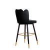 2x Bar Stools Kitchen Stool Chairs Velvet Swivel Barstools Luxury Black