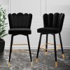 2x Bar Stools Kitchen Stool Chairs Velvet Swivel Barstools Luxury Black