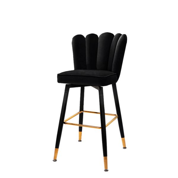 2x Bar Stools Kitchen Stool Chairs Velvet Swivel Barstools Luxury Black