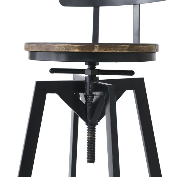 Industrial Adjustable Swivel Bar Stools With Back Wood Counter Chairs x1