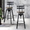 Industrial Adjustable Swivel Bar Stools With Back Wood Counter Chairs x1