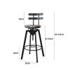 Industrial Adjustable Swivel Bar Stools With Back Wood Counter Chairs x1