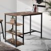 High Bar Table Pub Industrial 3-Tier Storage Shelf Wooden Cafe 110CMX60CM