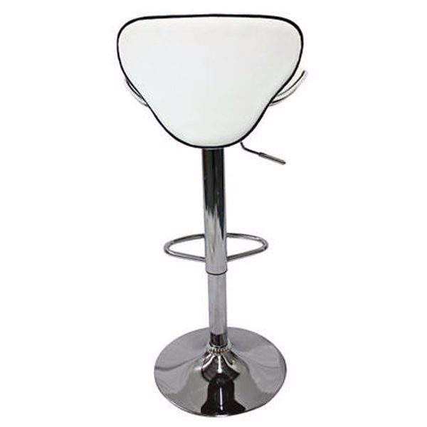 2X Bar Stools Faux Leather Mid High Back Adjustable Crome Base Gas Lift Swivel Chairs – White
