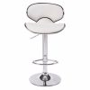 2X Bar Stools Faux Leather Mid High Back Adjustable Crome Base Gas Lift Swivel Chairs – White