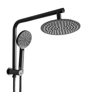 Rain Shower Head Set Black Round Brass Taps Mixer Handheld High Pressure 10″