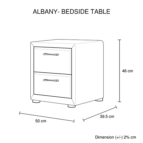 Bedside Table 2 drawers PU Leather Side Table Night Stand Storage in Black Colour