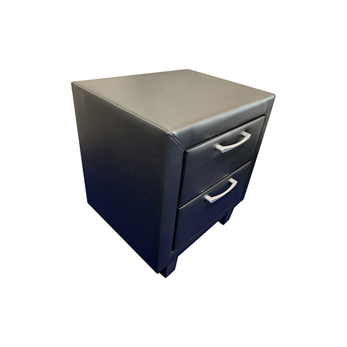 Bedside Table 2 drawers PU Leather Side Table Night Stand Storage in Black Colour