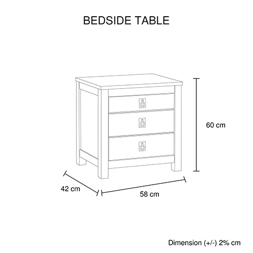 Euxton Bedside Table 2 drawers Night Stand Solid Acacia Storage in White Ash Colour