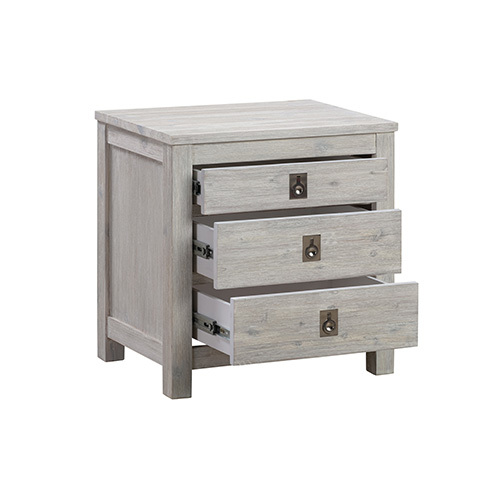 Euxton Bedside Table 2 drawers Night Stand Solid Acacia Storage in White Ash Colour