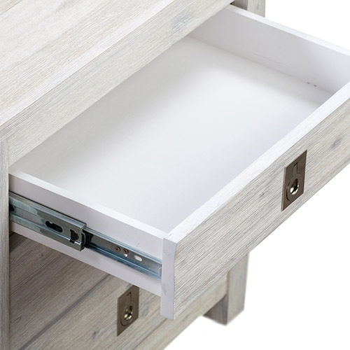 Euxton Bedside Table 2 drawers Night Stand Solid Acacia Storage in White Ash Colour