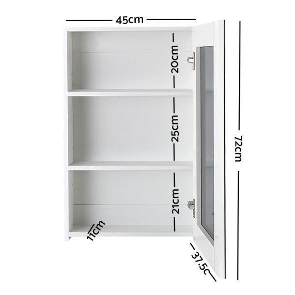 Bathroom Mirror Cabinet 450x720mm White