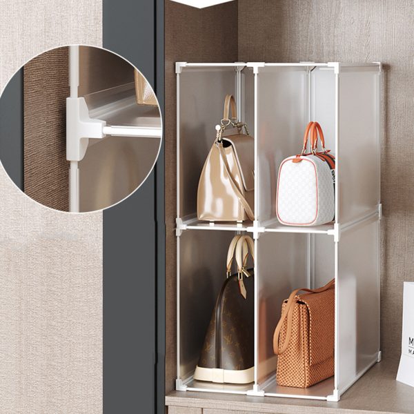 3 Tier Multifunctional PP Plastic Bag Box Portable Cubby DIY Storage Shelves Stackable Handbag Purse Organiser – 2