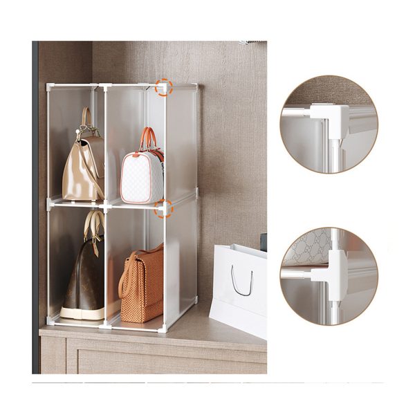 3 Tier Multifunctional PP Plastic Bag Box Portable Cubby DIY Storage Shelves Stackable Handbag Purse Organiser – 2