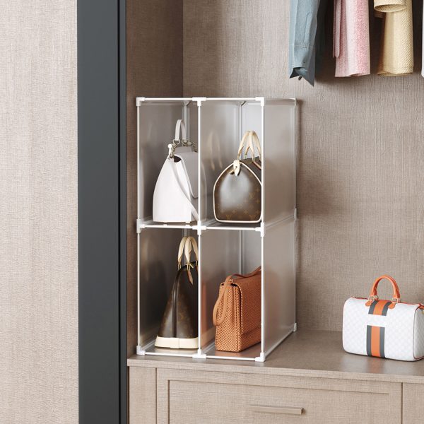 3 Tier Multifunctional PP Plastic Bag Box Portable Cubby DIY Storage Shelves Stackable Handbag Purse Organiser – 2