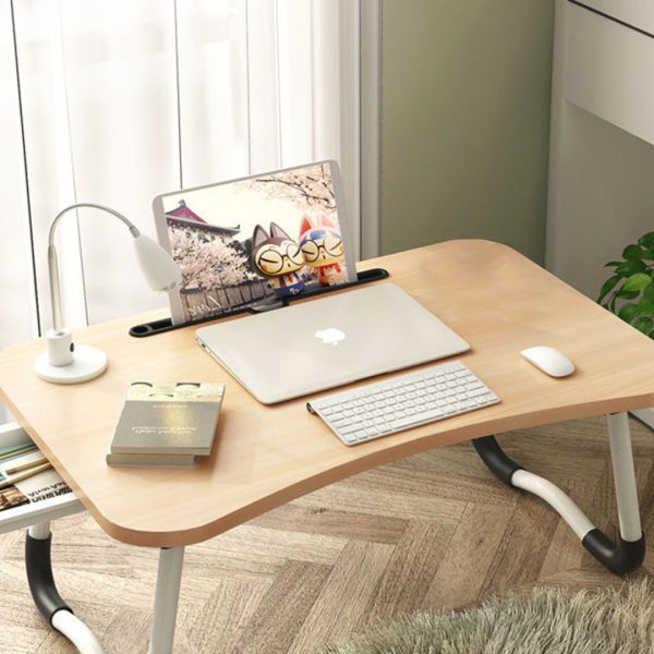 Portable Bed Table Adjustable Foldable Bed Sofa Study Table Laptop Mini Desk with Notebook Stand Card Slot Holder Home Decor