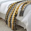 Zigzag Striped Throw Blanket Acrylic Wave Knitted Fringed Woven Cover Couch Bed Sofa Home Decor