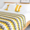 Zigzag Striped Throw Blanket Acrylic Wave Knitted Fringed Woven Cover Couch Bed Sofa Home Decor