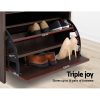 Shoe Cabinet Bench Shoes Storage Rack Organiser Shelf Black 15 Pairs – Walnut