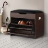 Shoe Cabinet Bench Shoes Storage Rack Organiser Shelf Black 15 Pairs – Walnut
