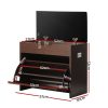 Shoe Cabinet Bench Shoes Storage Rack Organiser Shelf Black 15 Pairs – Walnut