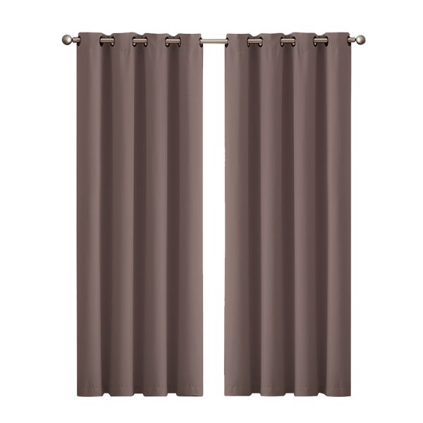 2x Blockout Curtains Panels 3 Layers Eyelet Room Darkening – 140 x 230 cm, Taupe