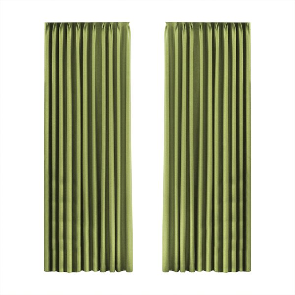 2XBlockout Curtains Chenille Blackout Draperies Eyelet Day132x250 Green