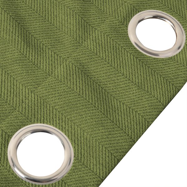 2XBlockout Curtains Chenille Blackout Draperies Eyelet Day 180×250 Green