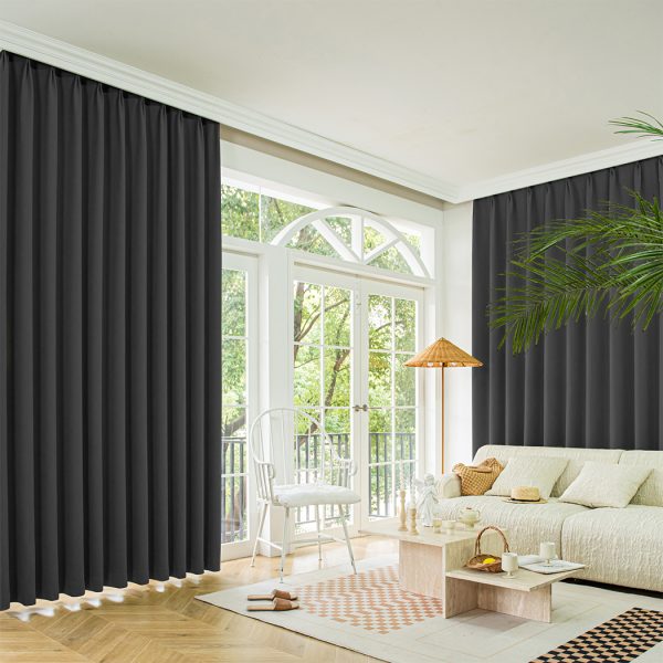 2XBlockout Curtains Chenille Blackout Draperies Eyelet Day 240×250 Grey