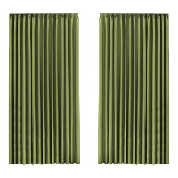 2XBlockout Curtains Chenille Blackout Draperies Eyelet Day 240×250 Green