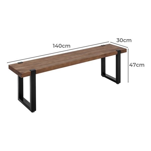 2x Dining Bench Chairs Wooden Seat Kitchen Outdoor Garden Patio 140CM