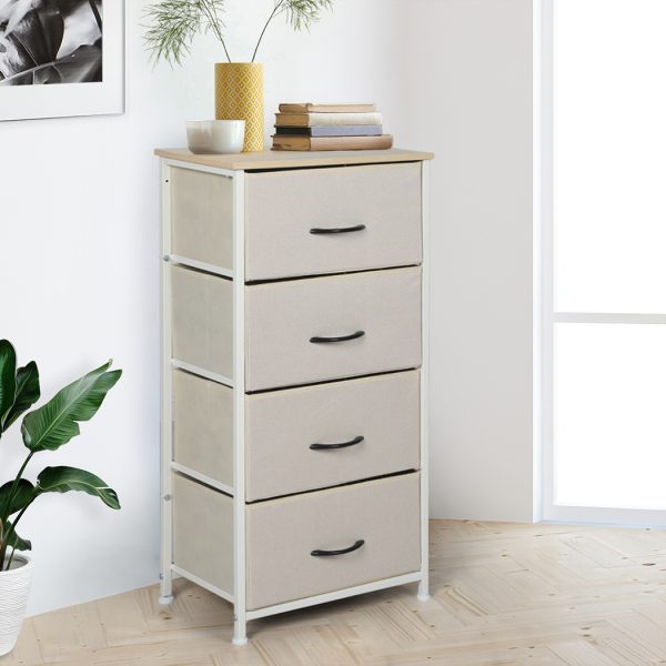 Storage Cabinet Tower Chest of Drawers Dresser Tallboy 8 Drawer Beige