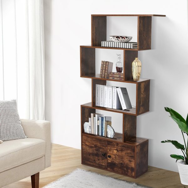 5-Tier Display Shelf Cabinet Storage Bookshelf Bookcase Ladder Stand