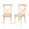 2x Dining Chairs Kitchen Table Chair Natural Wood Rattan Seat Cafe Lounge