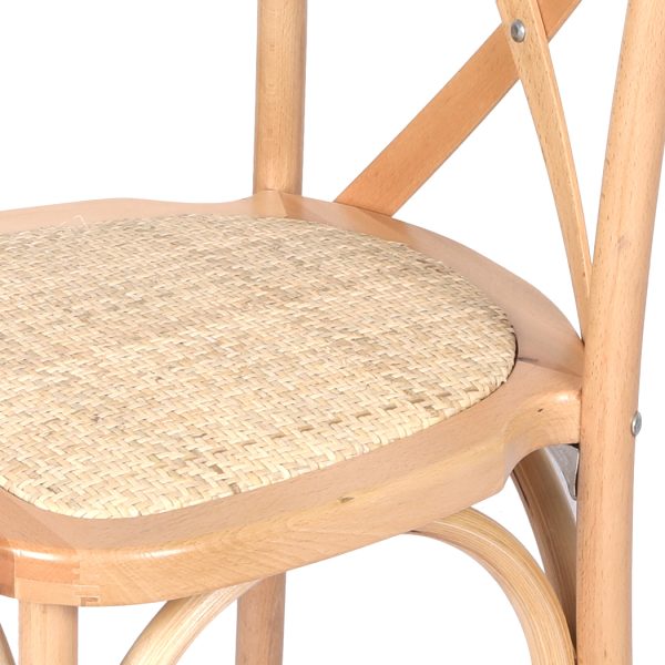 2x Dining Chairs Kitchen Table Chair Natural Wood Rattan Seat Cafe Lounge