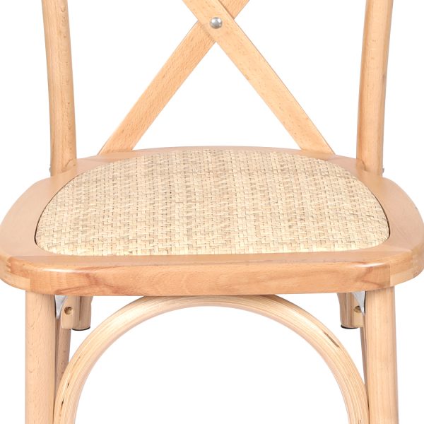 2x Dining Chairs Kitchen Table Chair Natural Wood Rattan Seat Cafe Lounge