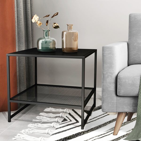 Cinnaminson 2-Tier Side Table Open Design Steel Home Shelf Compact Storage End Table
