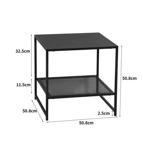 Cinnaminson 2-Tier Side Table Open Design Steel Home Shelf Compact Storage End Table