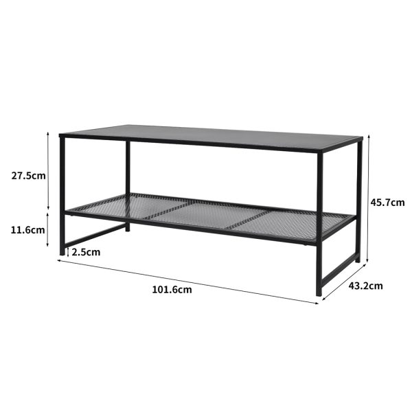 Reeves 2-Tier Side Table Spacious Design Steel Home Shelf Waterproof End Table