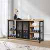 Industrial Bar Cabinet Wine Rack Steamrack Glasses Farmhouse Adjustable