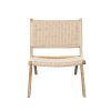 Foldable Single Deck Chair Solid Ash Wood Kraft Rope Paper Woven Seat