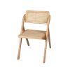 Foldable Single Deck Chair Solid Wood Rubberwood Rattan Lounge Seat