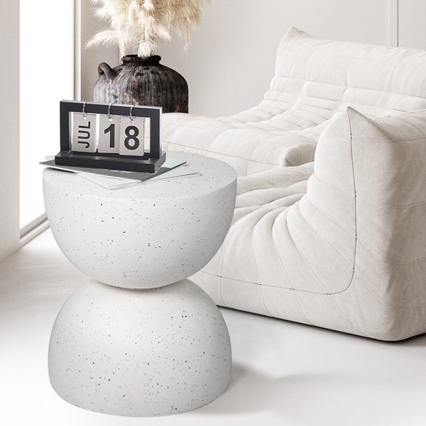 Armadale Side Table Terrazzo  Hourglass Shape Magnesia Stool Stone Style Top 40cm