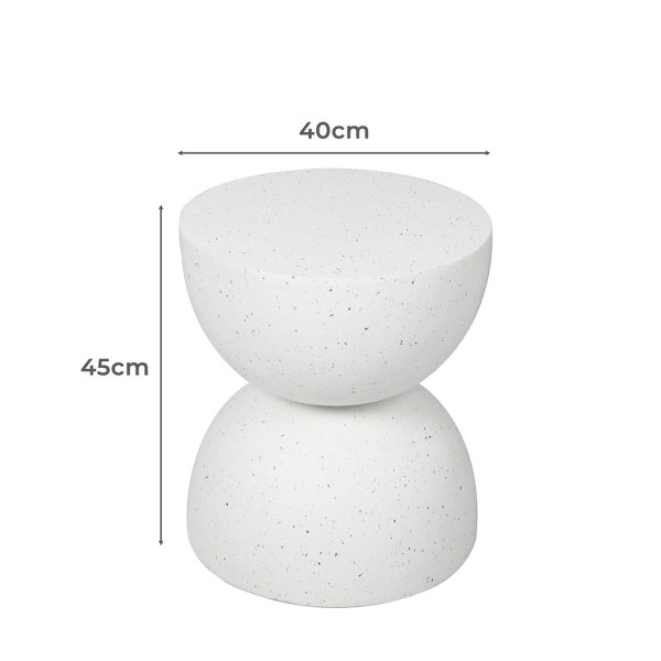 Armadale Side Table Terrazzo  Hourglass Shape Magnesia Stool Stone Style Top 40cm