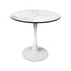 Dining Table Kitchen Swivel Marble Tulip Outdoor Round Metal White